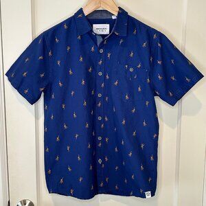 Paper Denim & Cloth Monkey Short Sleeve Button Up Shirt - Blue, Size 14/16